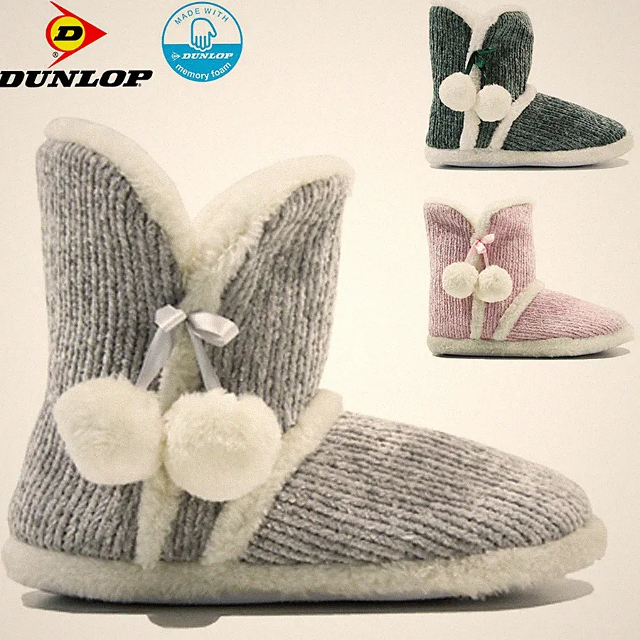 DAMEN DUNLOP MEMORY FOAM HAUSSCHUHE WINTER FELL SLIPPER WARM WINTER BOOTIES GRÖSSE