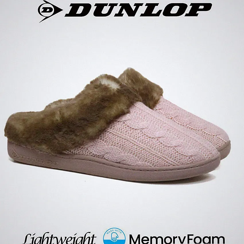 DAMEN DUNLOP MEMORY FOAM HAUSSCHUHE WINTER WARM KUSCHELIG KOMFORT SLIPPER PANTOLETTEN SCHUHE