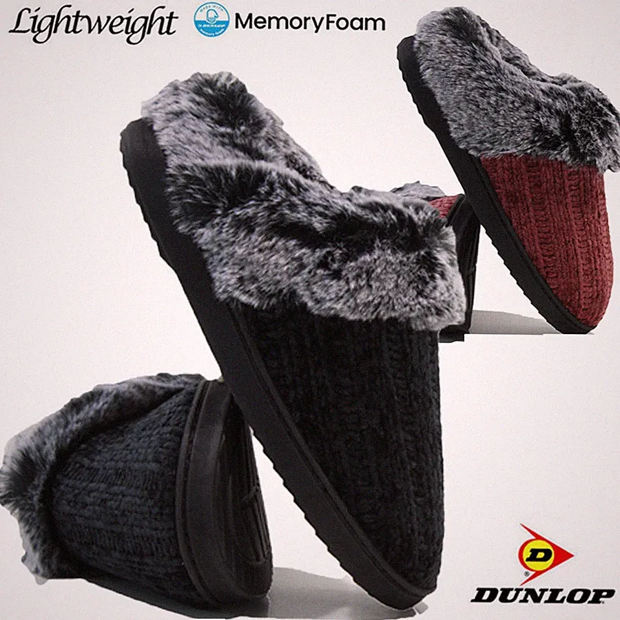 DAMEN DUNLOP MEMORY FOAM PLIPPER WINTER WARM KOMFORT SLIPPER PAULTIERE SCHUHE GRÖSSE