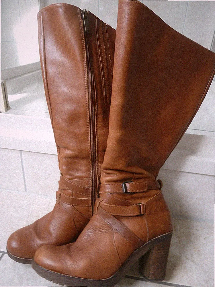 Damen -Duo Boots Weitschaft Reiter/Cowboy Stiefel- hellbraun- Gr. 38 Echtleder