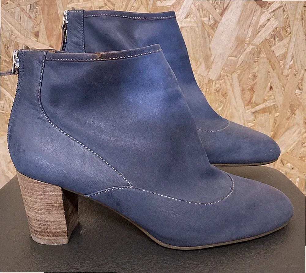 Damen Ecco Leder Stiefeletten. Uk6 Eu39. Blau. Reißverschluss. Arbeit/Gelegenheit. SCHÖN