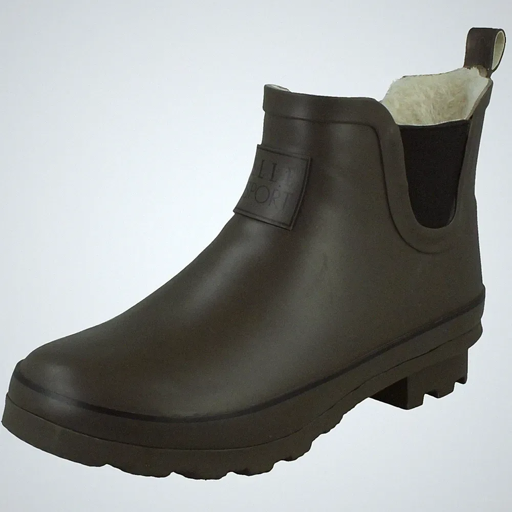 Damen ELLE SPORT Knöchelhohe Gummistiefel Chelsea Stiefel Mit Warm Pelzfutter