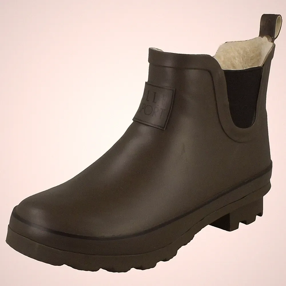 Damen ELLE SPORT Knöchelhohe Gummistiefel Chelsea Stiefel Mit Warm Pelzfutter