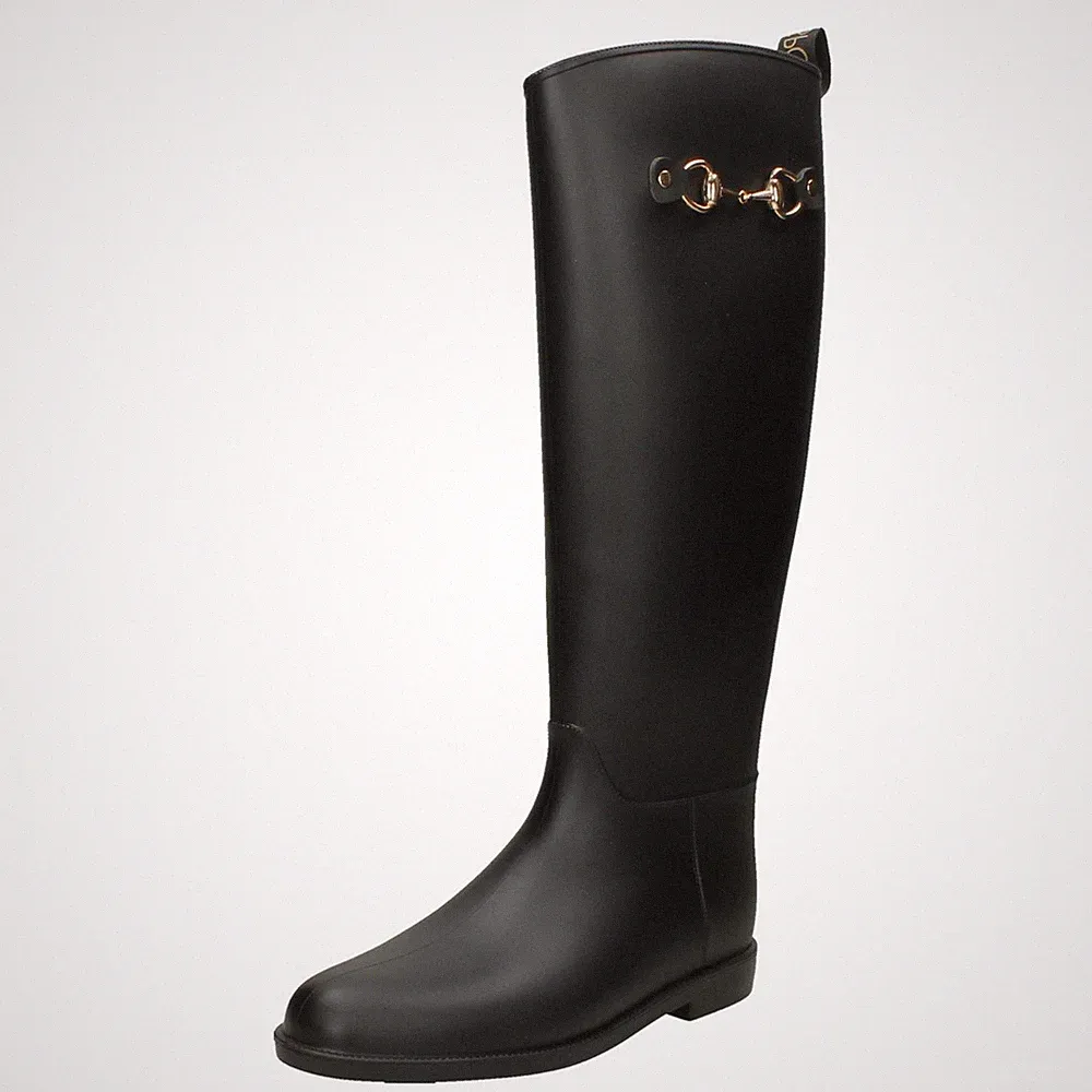 Damen Elle Sport Mode Gummistiefel Reitstiefel mit Metalldetails X1R282