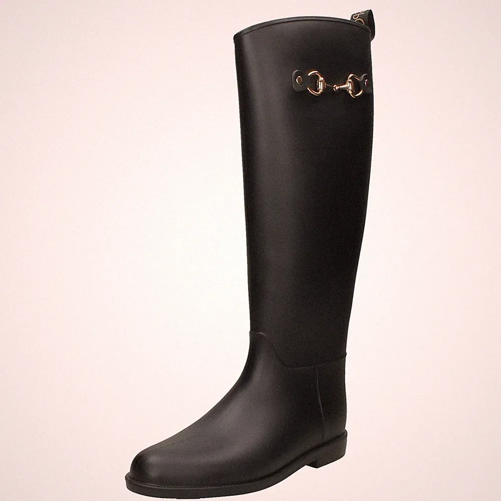 Damen Elle Sport Mode Gummistiefel Reitstiefel mit Metalldetails "X1R282"