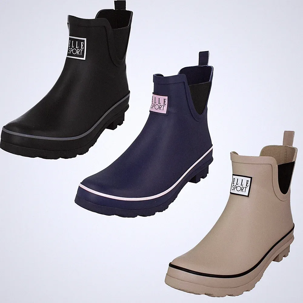 Damen Elle Sport - X1R273 Knöchel Wellington Stiefel Schwarz oder Marine Gummi