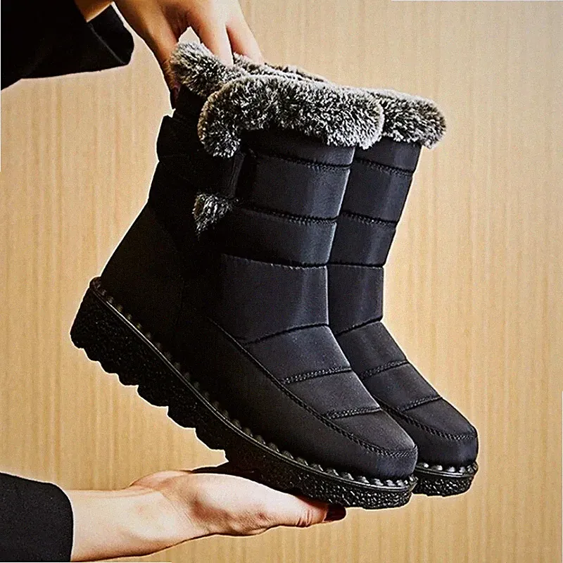 Damen Fell Plateau Schneestiefel lang, wasserdicht.