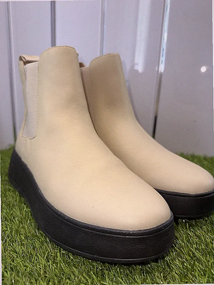Damen Fitflop F-Mode Plateau Stiefeletten Größe 3, aus Mokka Leder, atemberaubend