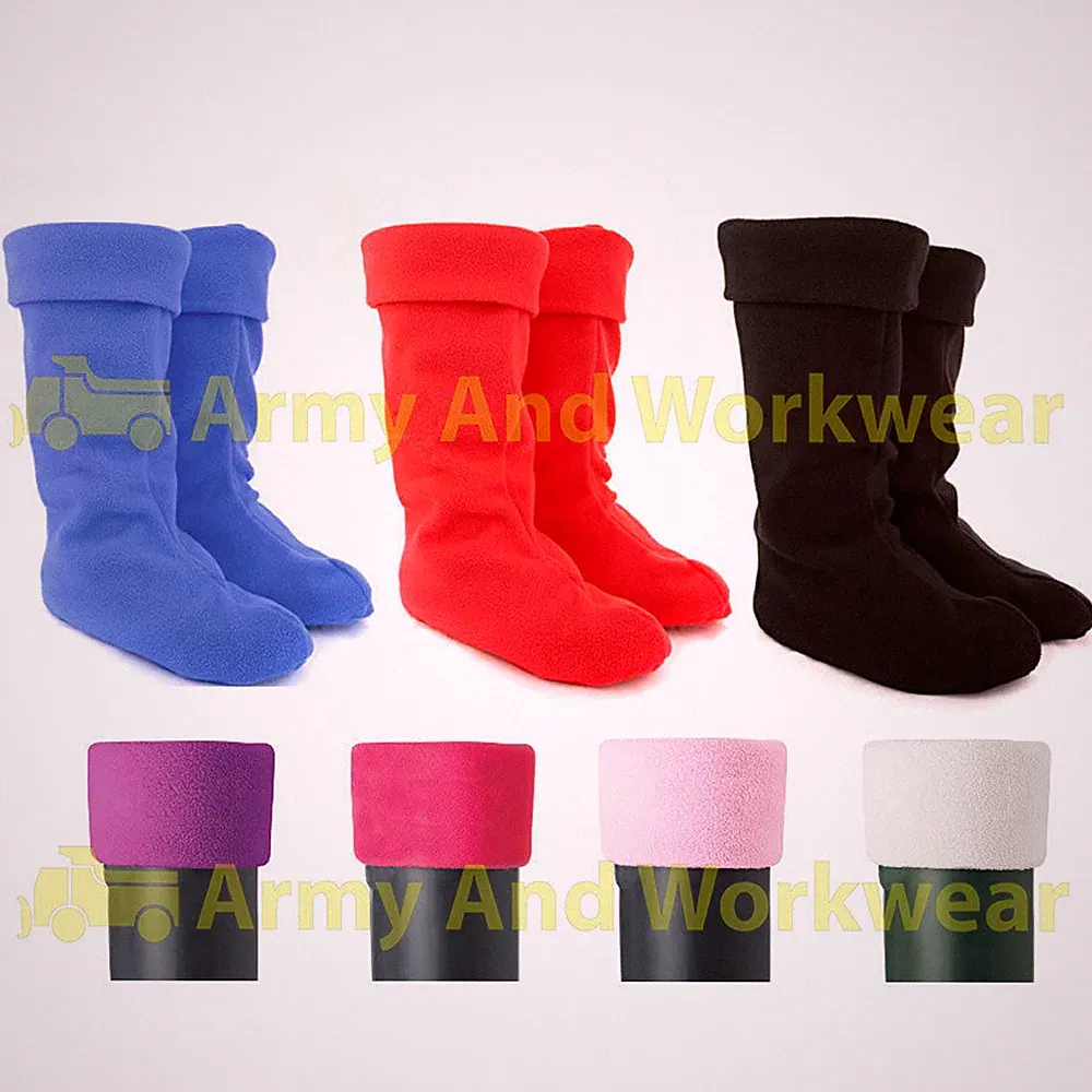 Damen Fleece Lange Wellington Wellie Stiefel Socken Futter Festival Thermo