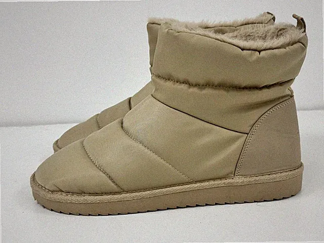 Damen Frauen Beige Fuax Fell Knöchel Zum Überziehen Schneestiefel UK (8) EUR (41) E71