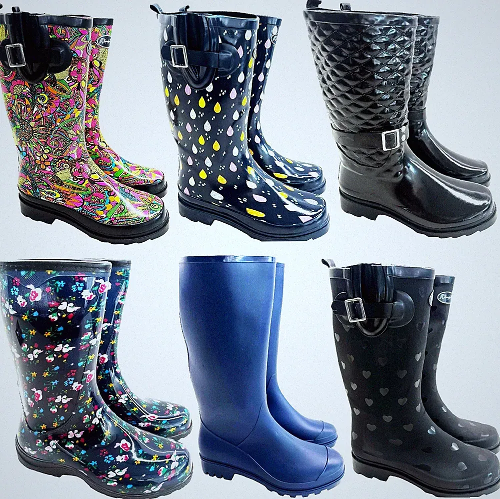 DAMEN FRAUEN GUMMISTIEFEL FESTIVAL REGEN WASSERDICHT GARTEN GUMMISTIEFEL SCHUHE GR.