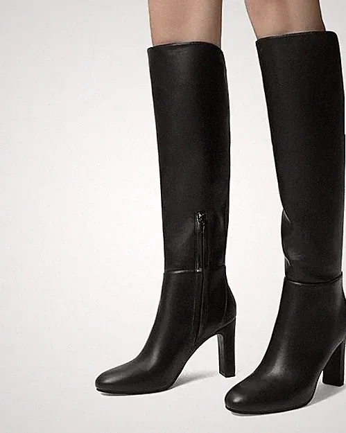 Damen Frauen Kniehoch Blockabsatz Spitz zulaufend Reißverschluss Winter Reiten Biker Stiefel