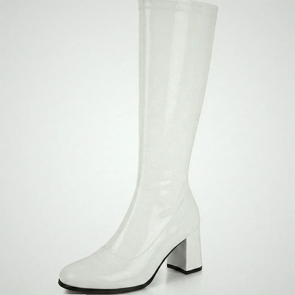 Damen Frauen Kostüm Party Go Go 60er & 70er Jahre Retro Look Mädchen Absatz Stiefel
