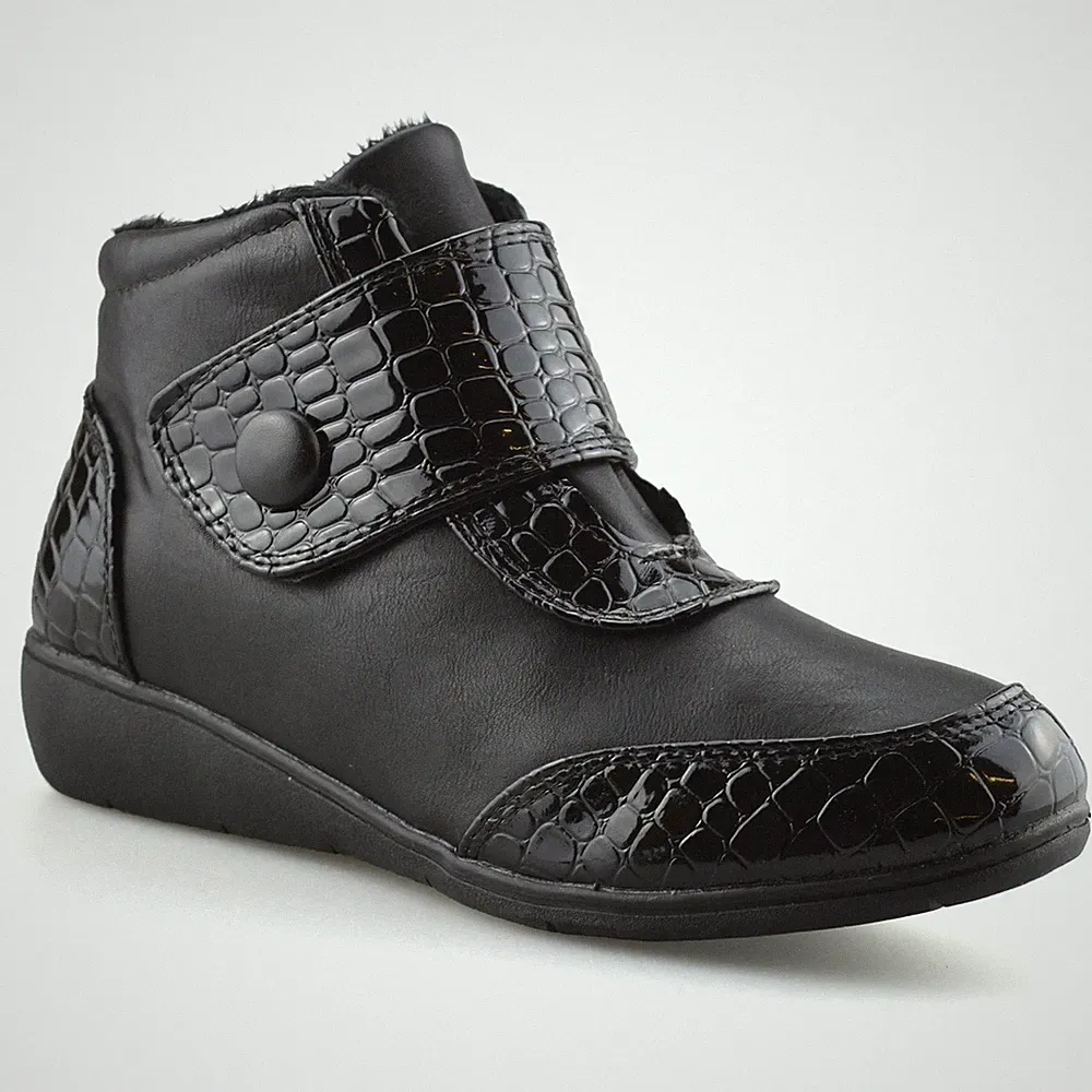 Damen Frauen neu mittelhoher Keilabsatz warm Fell gefüttert Winter Stiefeletten Schuhe Größe