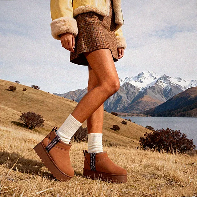 Damen Frauen Plateau Schnee Stiefel Fell Knöchel Winter Warm Stiefel Größe 3,4,5,6,7,8