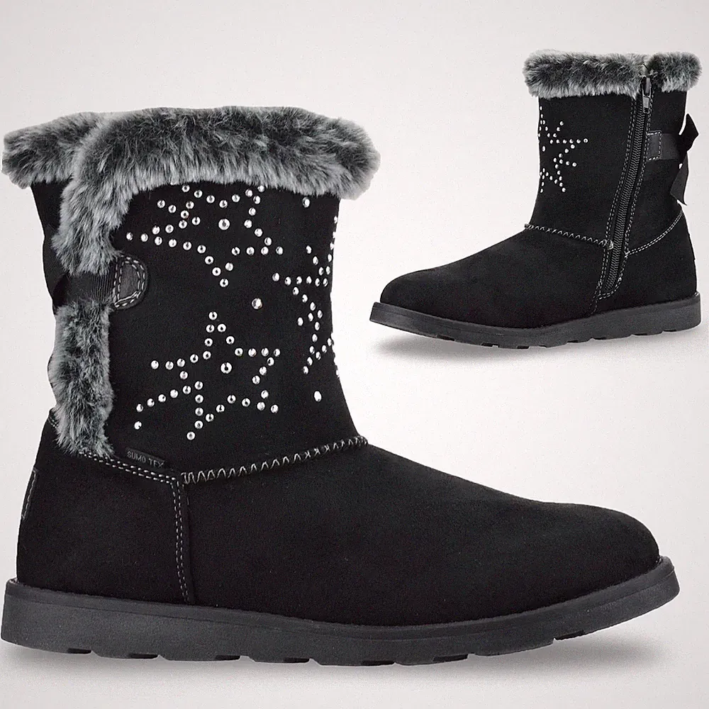 Damen Frauen Reißverschluss warm Fell kuschelig Winter Wandern Stiefeletten Biker Stiefel Schuhe Größe
