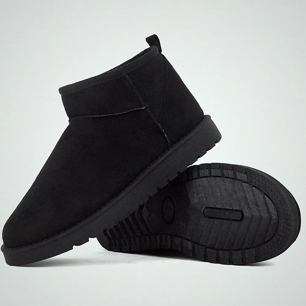 Damen Frauen Schnee Knöchel Winter warm Stiefel Fellfutter Slipper schwarz Stiefel Schuhe UK