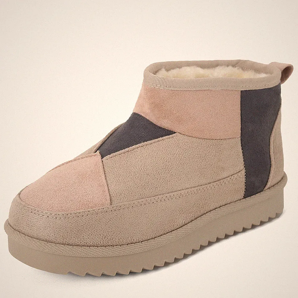 Damen Frauen Stiefel Stiefeletten Warm Winterstiefel Flauschig Fell Gefüttert BEIGE Boots Grunge