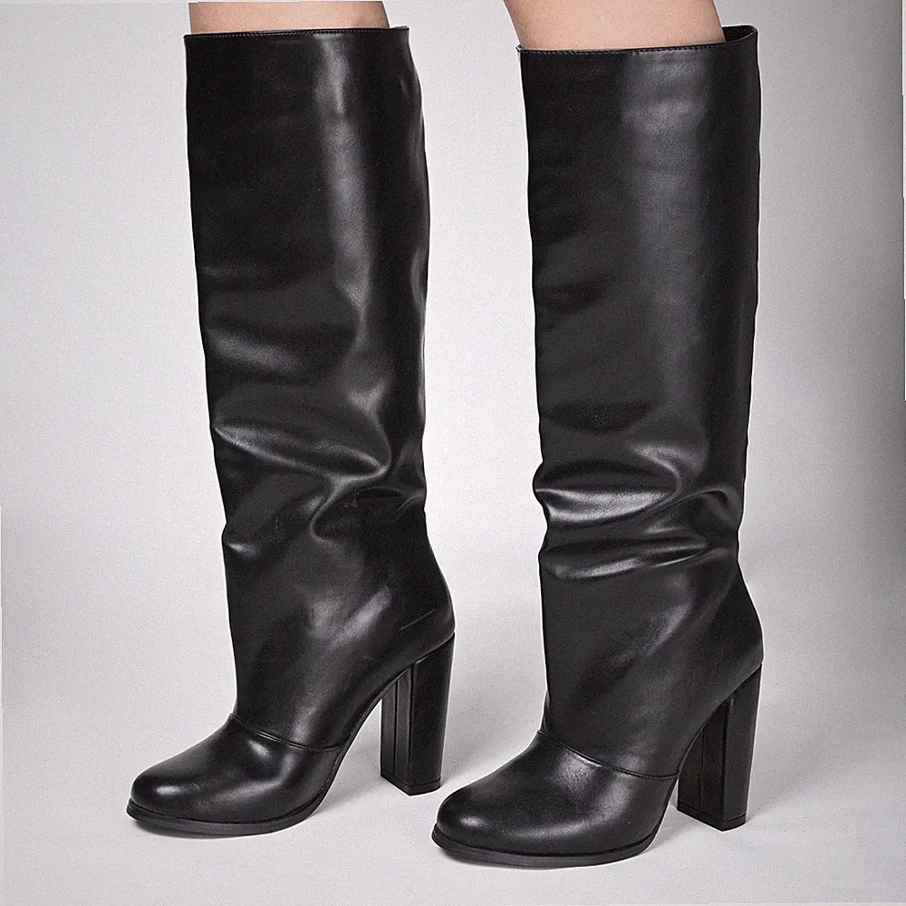 Damen Frauen Weite Passform Kniehohe Stiefel Reitstiefel Westernschuhe