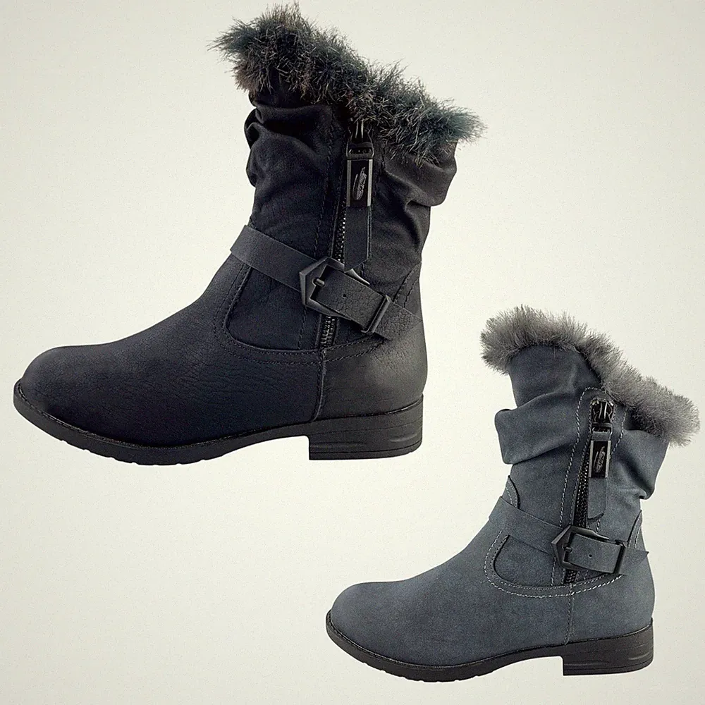 Damen Frühlingsstiefel Stiefel Boots Leicht Gefüttert Stiefelette Leder-Optik