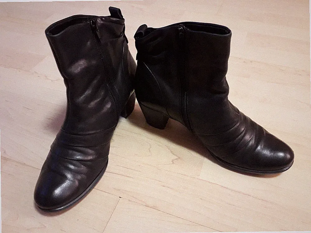 Damen-Gabor-Kurzschaft-Leder-Stiefel mit Absatz, Gr. 38,5 (5 1/2), schwarz