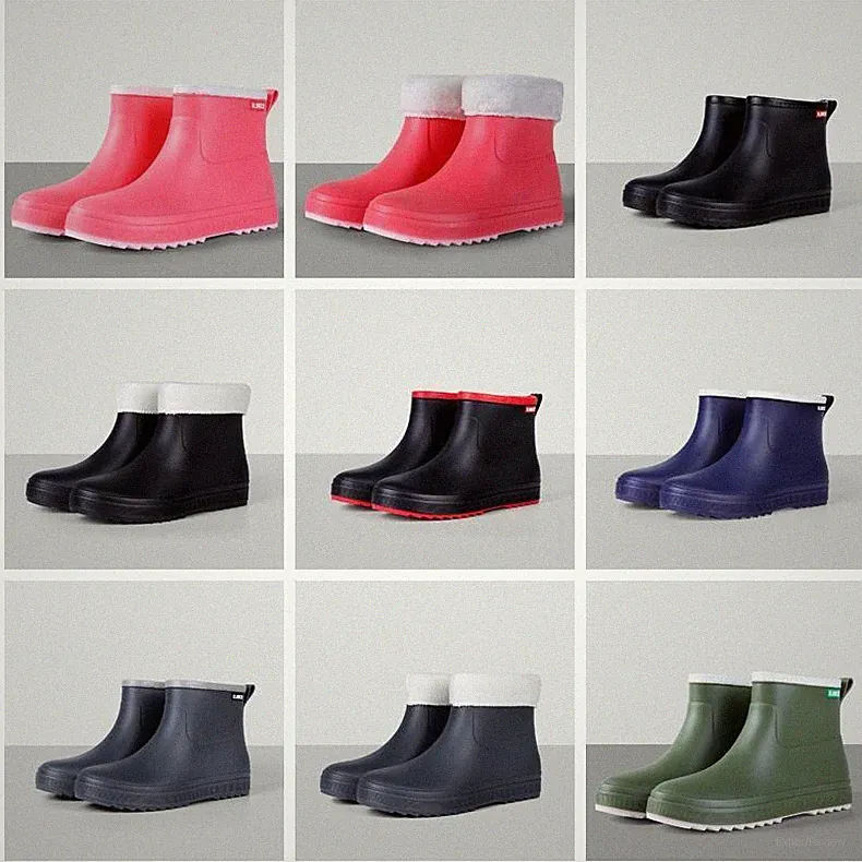 Damen Garten Stiefeletten Herren Gummistiefel Winter Pelz gefüttert Regenschuhe