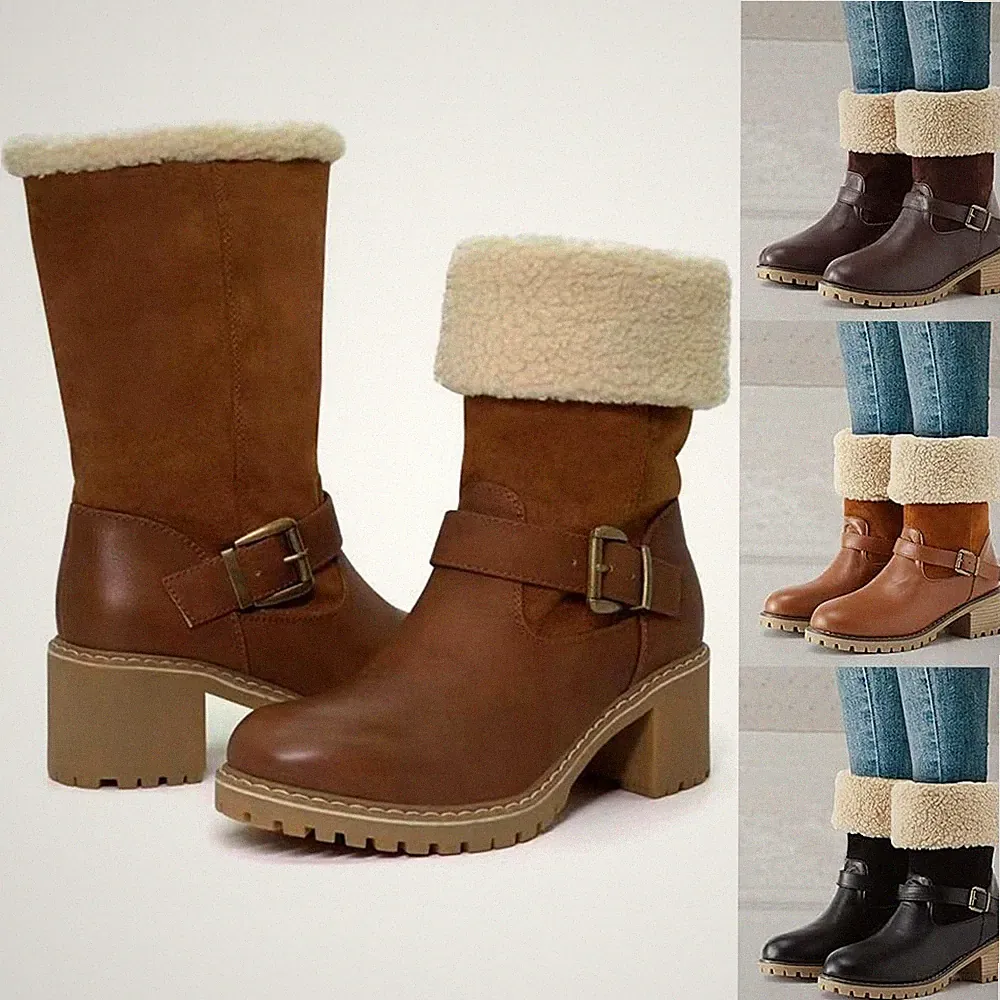Damen gefüttert Schneestiefel Winterstiefel Warme Stiefel PU Stiefelette Boots