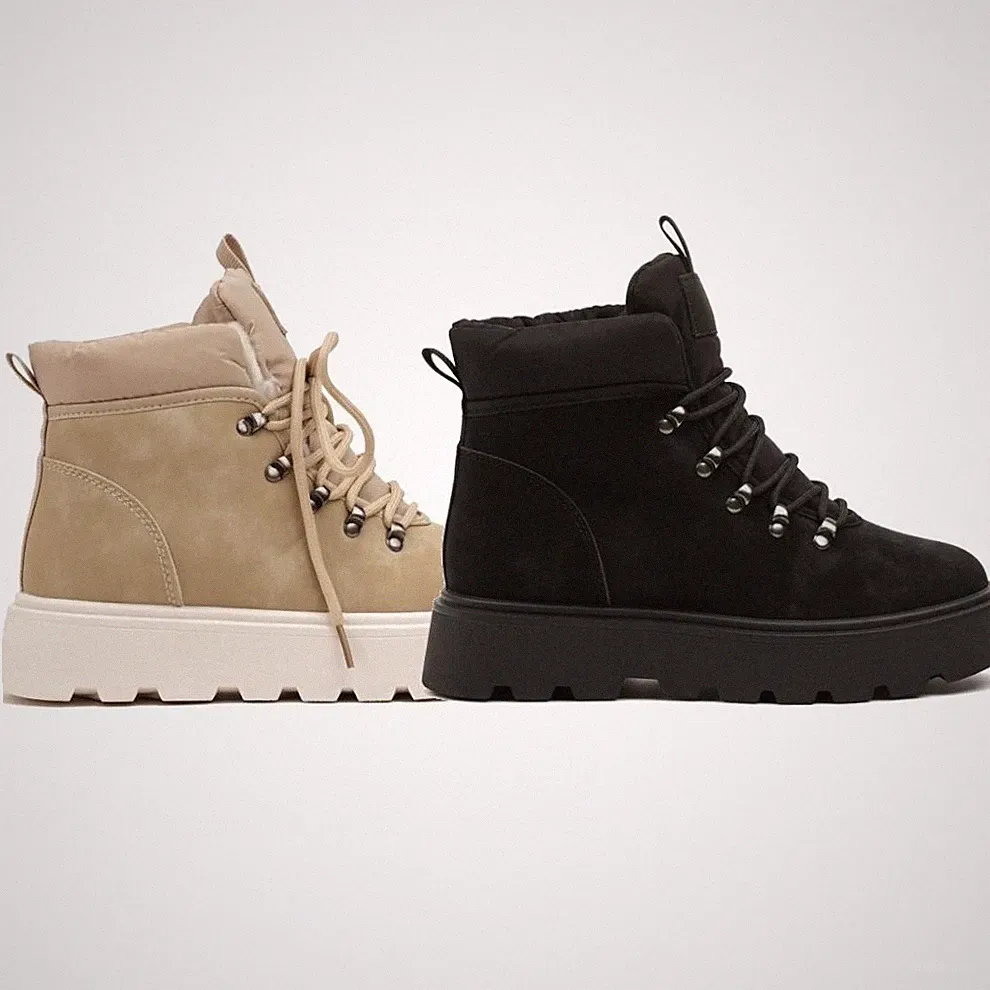 Damen Gefüttert Schnürboots Winter Freizeitschuhe Isoliert Winterschuhe Asti