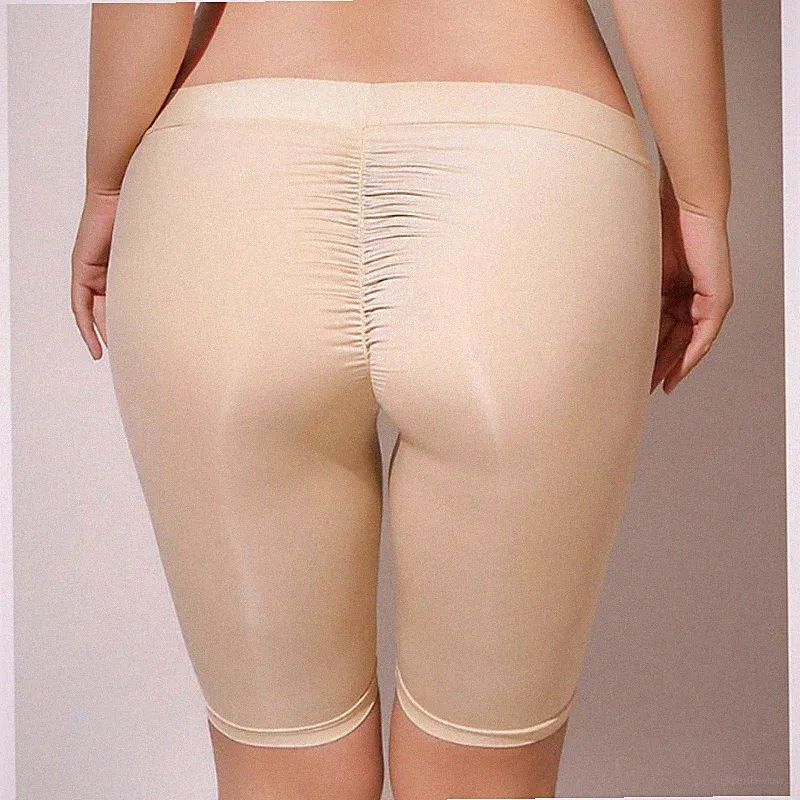 Damen Glänzend Durchsichtig Shorts Sexy Stiefel Dehnbar Fitness Einfarbig