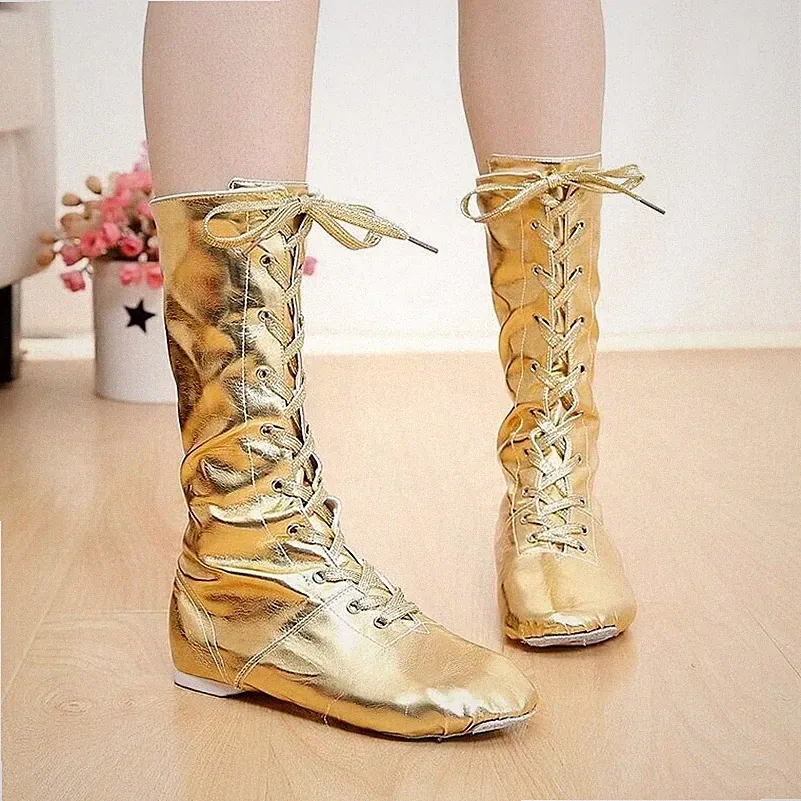 Damen Gogo Stiefel Schuhe Cool 60s 70s Ösen Party DS Tanz 2 - 7 UK Flach Glanz