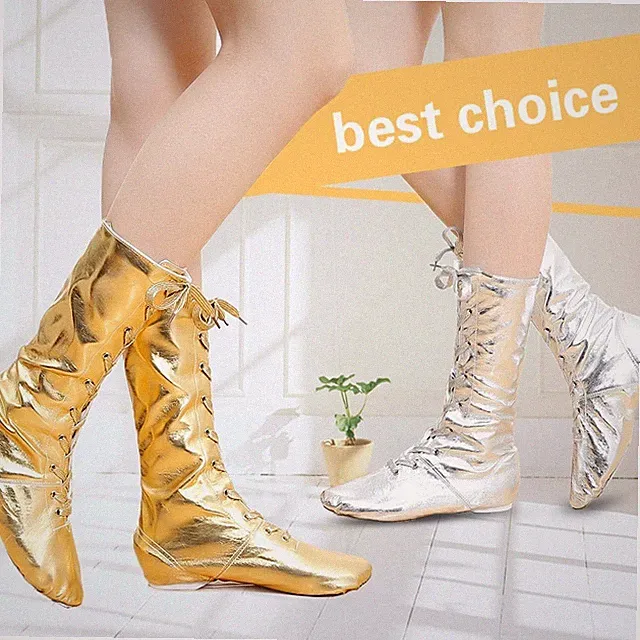 Damen Gogo Stiefel Schuhe Cool 60s 70s Ösen Party DS Tanz 2 - 7 UK Flache Glanz