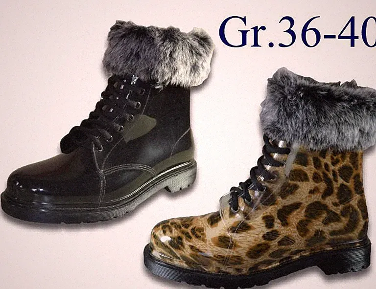Damen Gummistiefel gefüttert Kunstfell herausnehmbar Regenstiefel @25951X