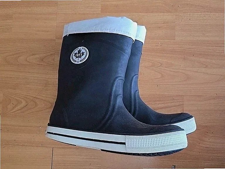 Damen Gummistiefel Gr. 38, Schwarz Weiß, gefüttert, gebraucht