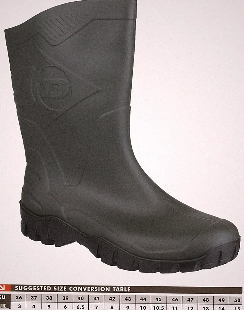 Damen-Gummistiefel grün Dunlop halbhoch weite Wade kurze Stiefel 4 bis 8