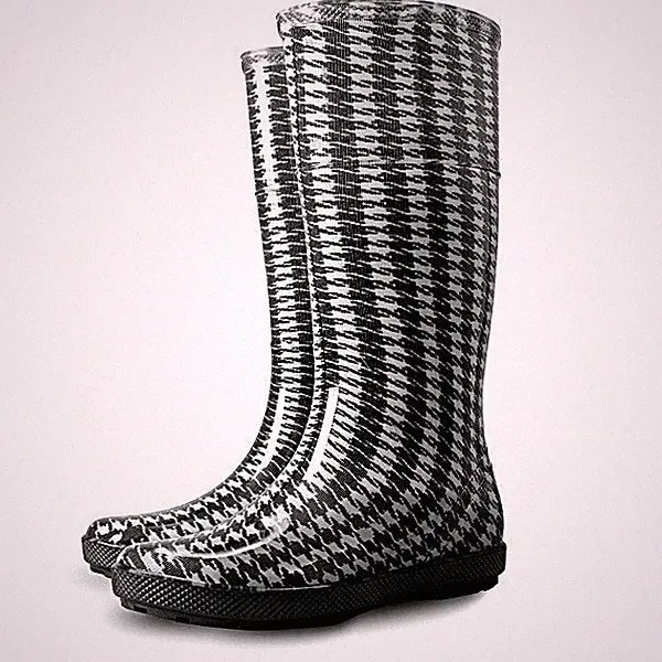 Damen Gummistiefel Hahnentritt Print Design, PVC, wasserdicht Gummistiefel, Regen, Stiefel