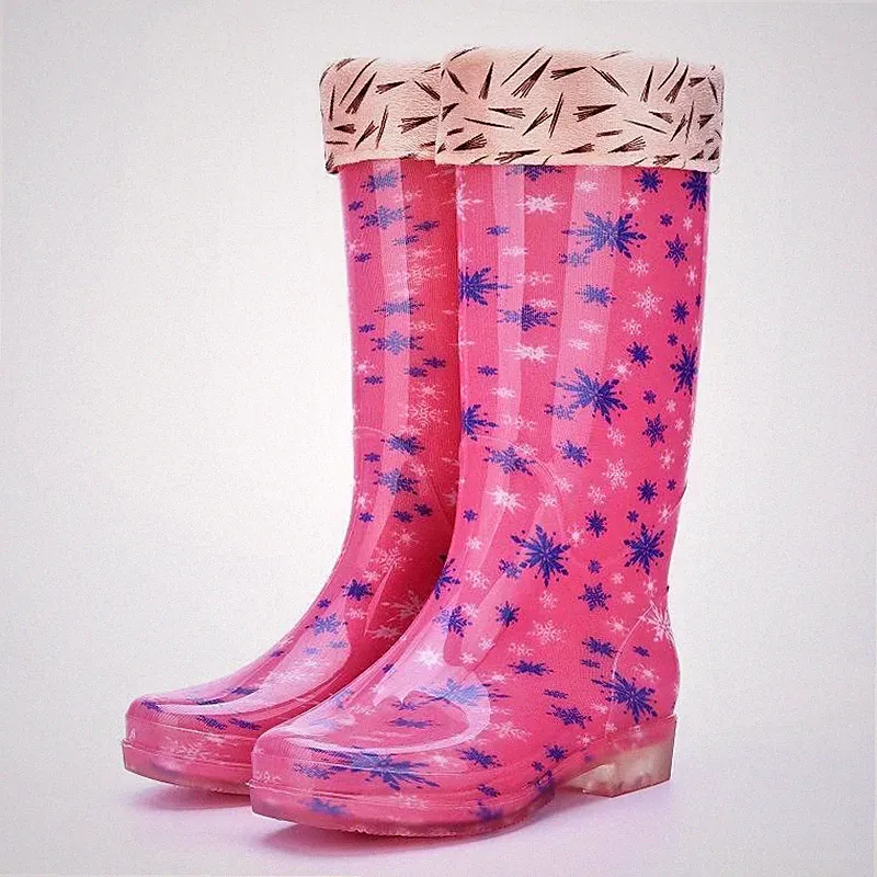 Damen Gummistiefel Regen Gummistiefel Winter Draussen Warm Schuhe Schneestiefel