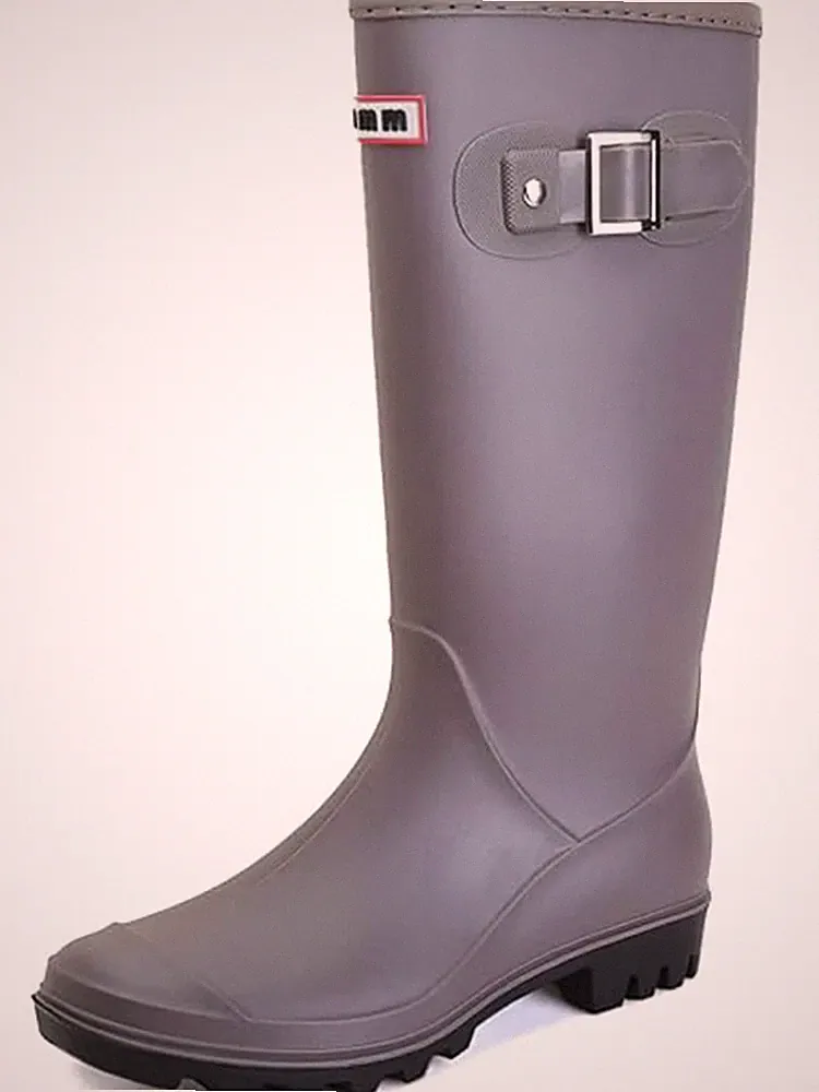 Damen Gummistiefel Regenstiefeletten Wasserdicht Rutschfest Kurz Gummi Grau 40