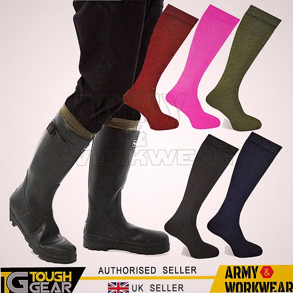 Damen Gummistiefel Socken Lang Länge Gepolstert Zelten Gartenarbeit Größe Eu 4-7