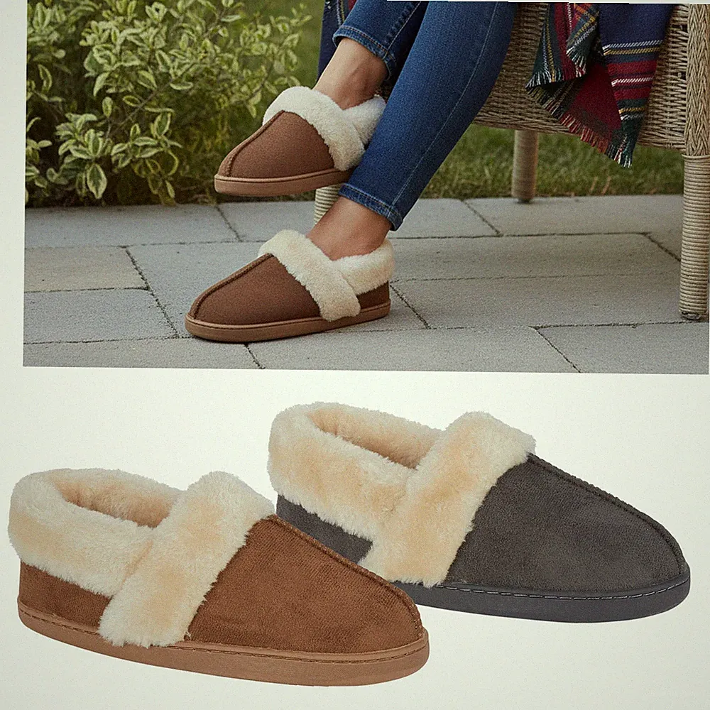 Damen Hausschuhe Damen Winter warm Fell kuschelig Stiefel Booties Größe UK 3 4 5 6 7 8