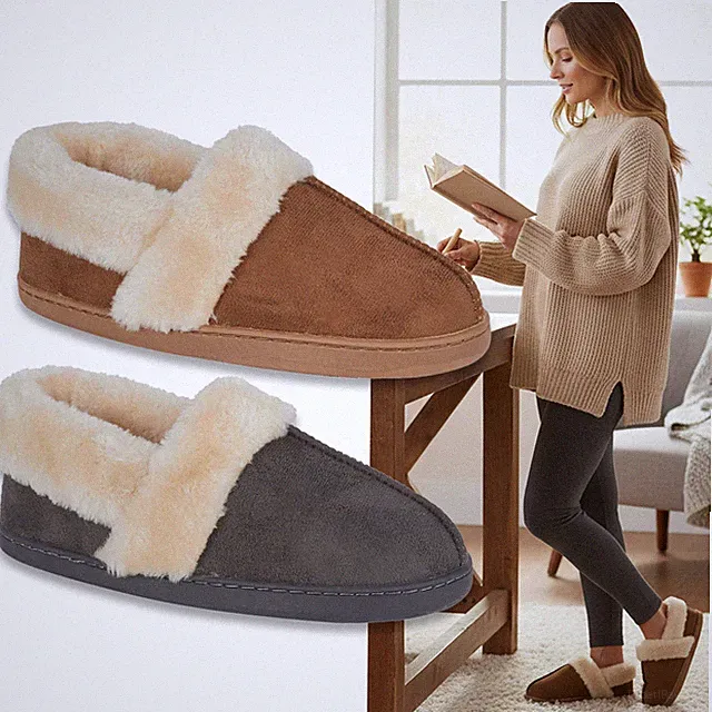 Damen Hausschuhe Damen Winter warm Fell kuschelig Stiefel Booties Größe UK 3 4 5 6 7 8