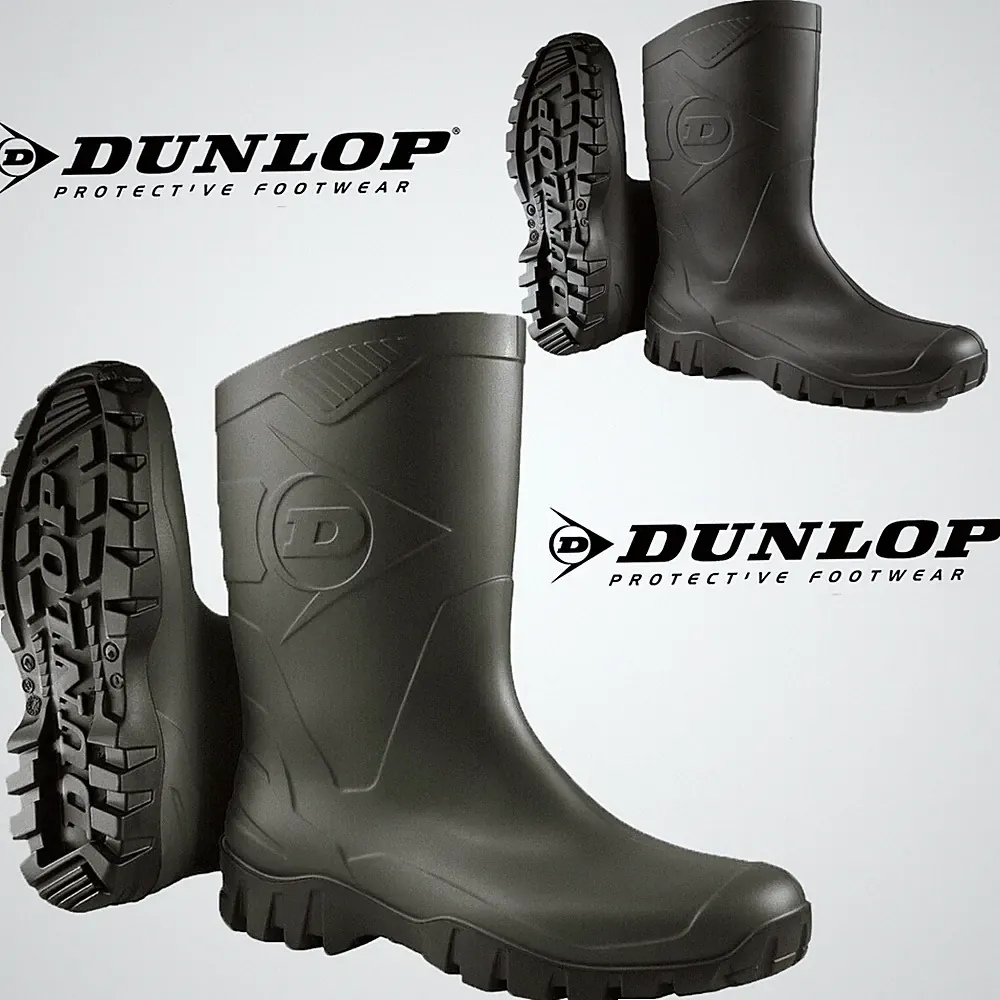 Damen Herren Dunlop Gummistiefel Kurz Weite Wade Regen Garten Bauernhof Gummi Gummistiefel