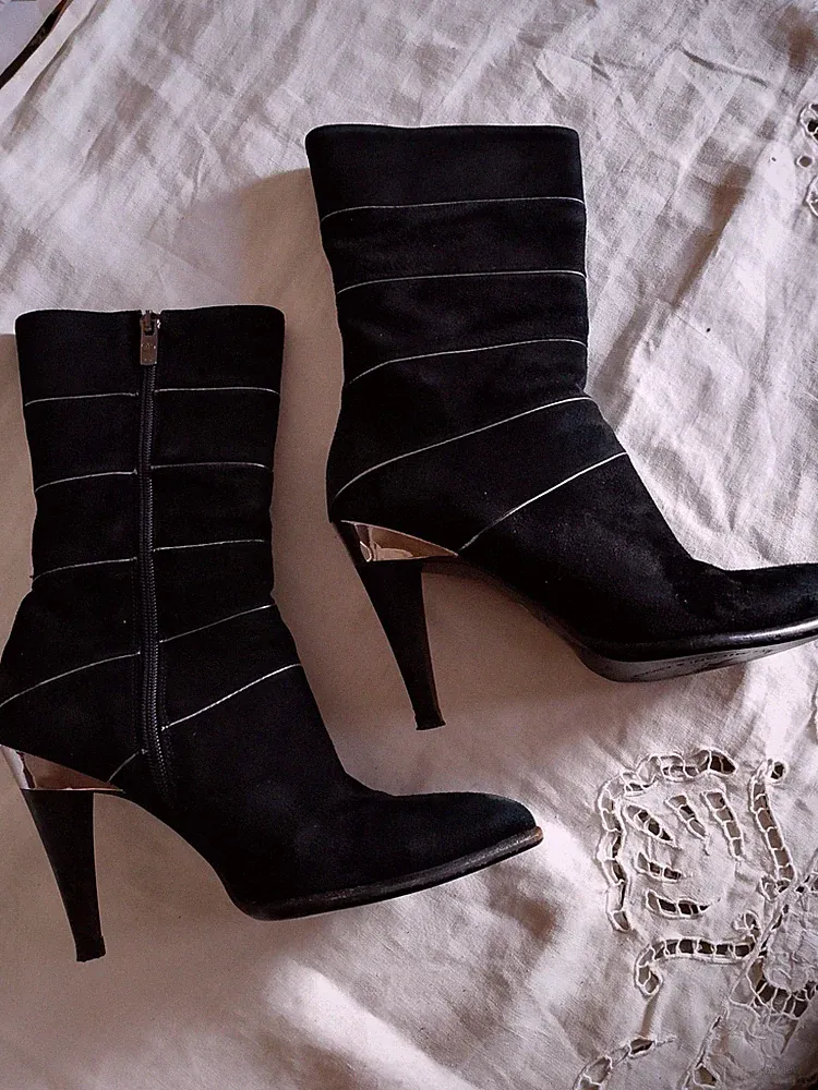 Damen High Heels Stiefel Samt schwarz Größe 37 Absatz
