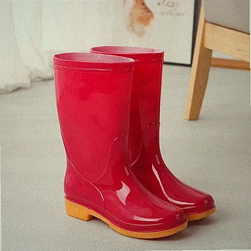 Damen Hoch Wasserschuhe Gummistiefel Küchenstiefel Regenstiefel PVC Rutschfest