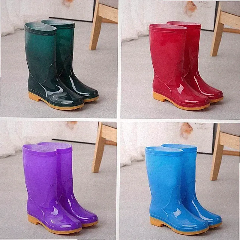 Damen Hoch Wasserschuhe Gummistiefel PVC Rutschfest Küchenstiefel Regenstiefel