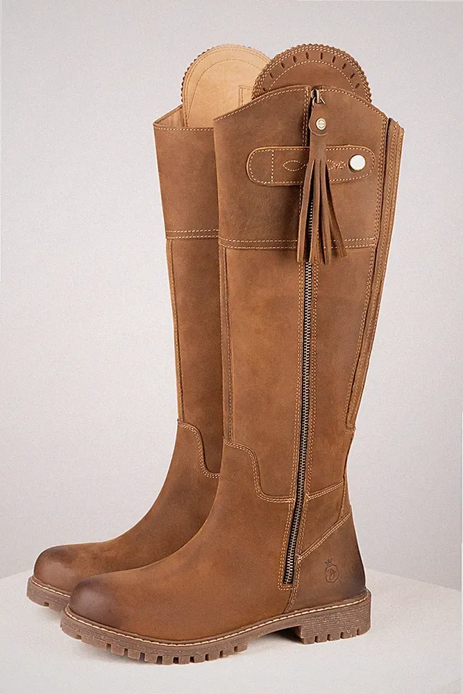 Damen hohe Lederstiefel spanischer Stil Damen kniehohe Stiefel Reißverschluss Reiten