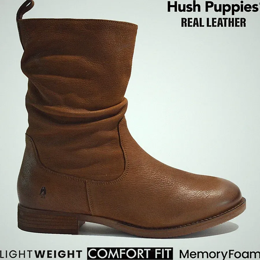 DAMEN HUSH PUPPIES LEDER COMBAT CHELSEA KNÖCHEL BIKER COWBOY ABSATZ STIEFEL SCHUHE