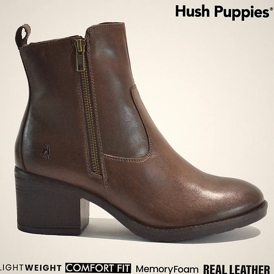 DAMEN HUSH PUPPIES LEDER SMART CHELSEA KNÖCHEL BIKER COWBOY REISSVERSCHLUSS STIEFEL SCHUHE