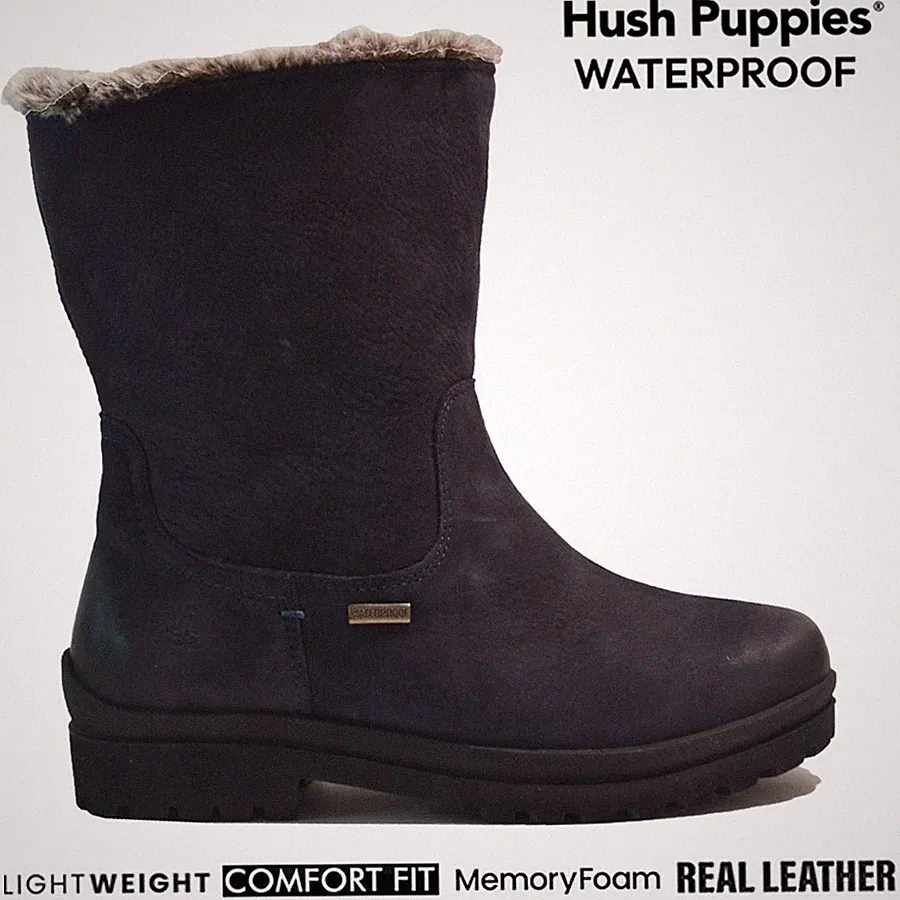 DAMEN HUSH PUPPIES WASSERDICHT LEDER CHELSEA COWBOY FELL WINTERSTIEFEL SCHUHE
