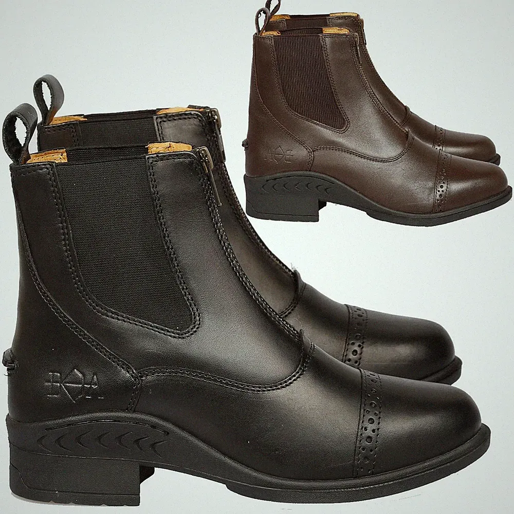 Damen Jodhpur Stiefel Leder Reißverschluss zum Anziehen Chelsea Paddock Reitschuhe