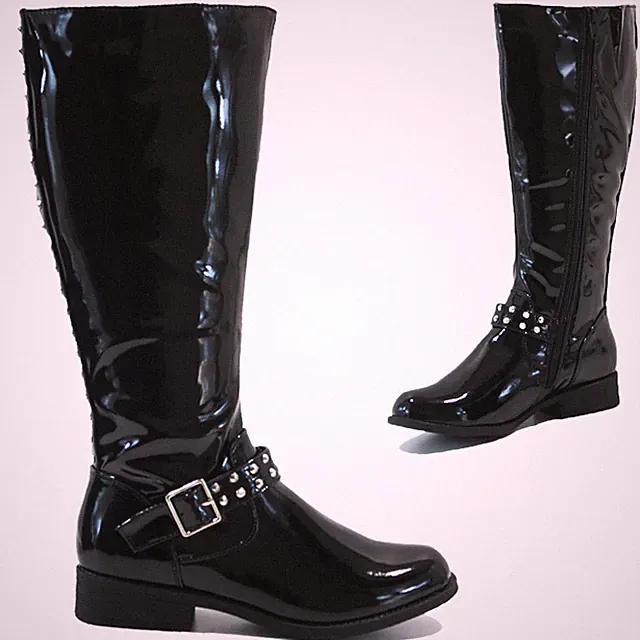 DAMEN KNIE OBERSCHENKEL HOHE STIEFEL FREIZEIT REITEN MODE NIEDRIGER FLACHER ABSATZ SCHNALLE REISSVERSCHLUSS GRÖSSE